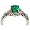 14K White Gold 1.07ct Emerald Ring, Oval Stone Embellished by .29ct Round Diamonds