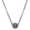 14K White Gold 0.43ct Diamond Beaded Necklace, 17.5" White Gold Rolo Link Chain
