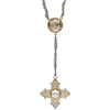 One of a Kind Y-Drop Braided Cross Necklace, 18K Yellow Gold and Sterling Silver