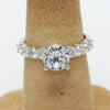 14K White Gold, Semi-Mount Engagement Ring, 1.5Ct. Round CZ Center Stone