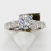 14K White Gold, Semi-Mount Engagement Ring, 1.5Ct. Round CZ Center Stone