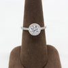 14K White Gold, Round Halo Engagement Ring, 1.0Ct. Round CZ Center Stone