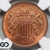 1865 Two Cent Piece, RED, NGC MS-66 RD ** Scarce Type, Collector Favorite!