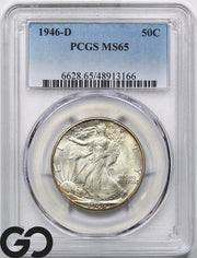 1946-D Walking Liberty Half Dollar PCGS MS-65 ** Great Luster!