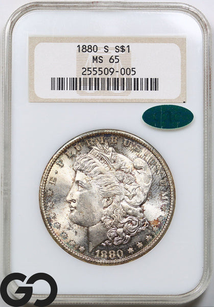 1880-S Morgan Silver Dollar Silver Coin NGC/CAC MS-65 ** Old NGC Holder!