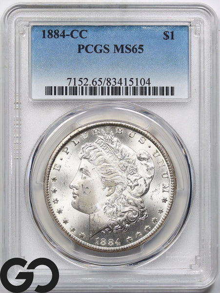 1884-CC Morgan Silver Dollar Silver Coin PCGS MS-65 ** Frosty Lustrous Beauty!