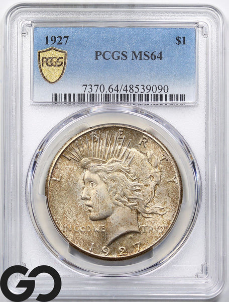 1927 Peace Dollar PCGS MS-64 ** Scarce This Nice, Great Toning!