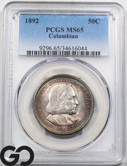 1892 Columbian Commemorative Half Dollar PCGS MS-65 ** BEAUTIFUL RAINBOW COLOR!