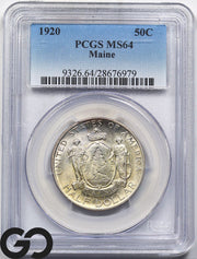 1920 Maine Commemorative Half Dollar PCGS MS-64 ** Nice & Lustrous!