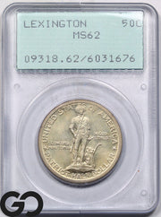 1925 Lexington Commemorative Half Dollar PCGS MS-62 ** OLD GREEN RATTLER!