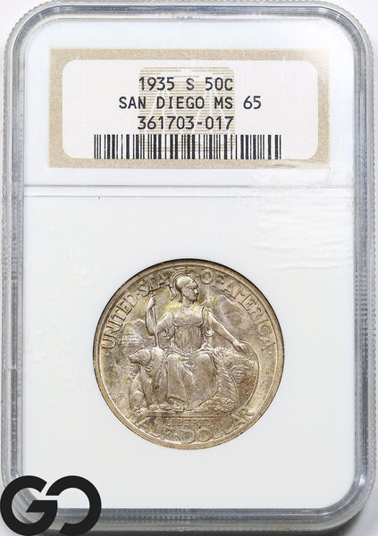 1935-S San Diego Commemorative Half Dollar NGC MS-65 ** Wonderful Toning!