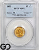 1853 Gold Quarter Eagle, $2.5 Gold Liberty, PCGS MS-62 ** Gorgeous Luster!