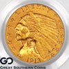 1913 Gold Quarter Eagle, $2.5 Gold Indian, PCGS Genuine ** AU Look