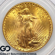 1927 Double Eagle, $20 Gold St Gaudens, PCGS MS64 ** Strong Cartwheel Luster!