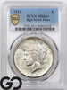 1921 Peace Dollar Silver $1 PCGS MS-63+ ** PLUS GRADE, SCARCE THIS NICE