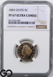 1883 Liberty V Nickel, Ultra Cameo PROOF, W/ Cents, NGC PF-67 * NONE Finer, RARE