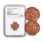 1863 Red Civil War Token | "Army & Navy" NGC Certified MS 64 RD