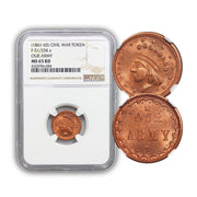 (1861-65) Red Civil War Token | "Our Army" NGC Certified MS 65 RD