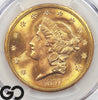 1857-S Gold Double Eagle, $20 Liberty PCGS MS 65+, Spiked Shield, SUNNER Gem++
