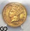 1876 Gold Dollar, $1 Indian Princess, Type 3 PCGS MS 66, Premium Quality!