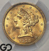 1878 Gold Half Eagle, $5 Gold Liberty PCGS MS 65, Gem Luster, Premium Quality!