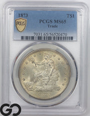 1873 Trade Dollar PCGS MS 65, First Year Issue, RARE This Nice, Sharp/Lustrous!