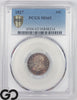1827 Capped Bust Dime PCGS MS 65, Lustrous Surfaces, Iridescent Toning