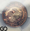 1827 Capped Bust Dime PCGS MS 65, Lustrous Surfaces, Iridescent Toning