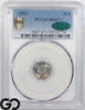1853 Three Cent Silver Piece PCGS MS 67+ ** CAC Approved, *Green Bean*