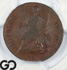 1787 Machin Mills 1/2 Pence, Vlack 17-87A PCGS MS 62 BN, Stepney Hoard