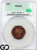 1857 Half Cent, Braided Hair , Red Brown PROOF CAC PR 65 RB