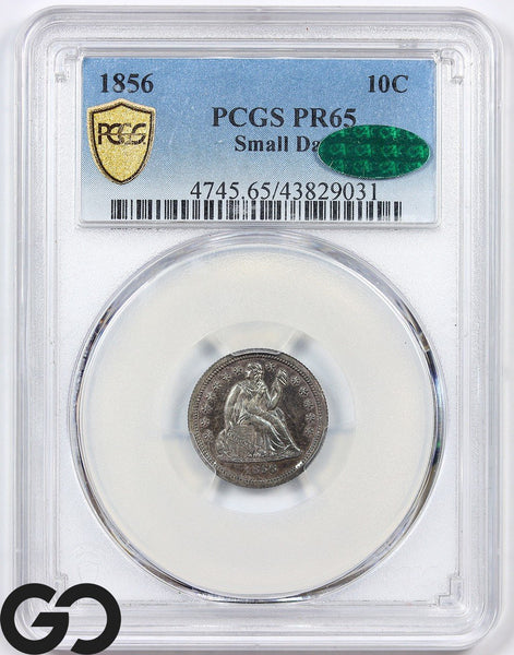 1856 Seated Liberty Dime PCGS/CAC PR 65, *Small Date*, PROOF