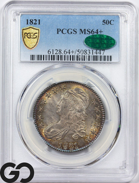 1821 Capped Bust Half Dollar PCGS/CAC MS 64+ *O-105*