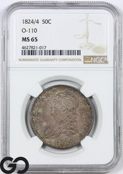 1824/4 Capped Bust Half Dollar NGC MS 65, O-110 ** Over-Date!