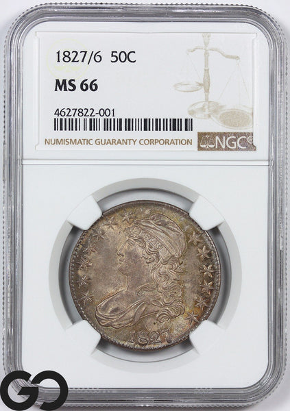 1827/6 Capped Bust Half Dollar NGC MS 66 ** Strong Over-Date!