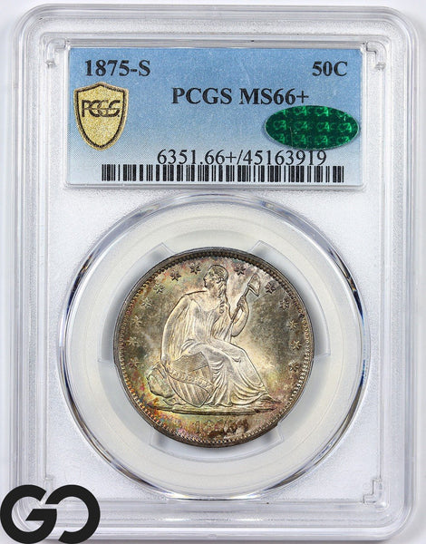 1875-S Seated Liberty Half Dollar PCGS/CAC MS 66+