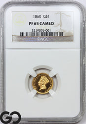 1860 Gold Dollar, $1 Gold Indian Princess, Type 3 NGC PF 65 CAMEO
