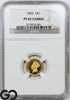 1860 Gold Dollar, $1 Gold Indian Princess, Type 3 NGC PF 65 CAMEO