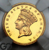 1860 Gold Dollar, $1 Gold Indian Princess, Type 3 NGC PF 65 CAMEO