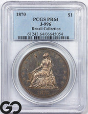 1870 Seated Liberty Dollar *J-996* Pattern PROOF PCGS PR 64 ** Pop-6 H7!