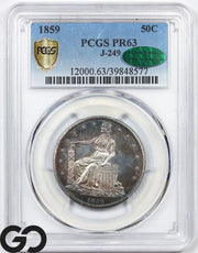 1859 Paquet Half Dollar *J-249* PATTERN PROOF, High R-7 4-6 made PCGS/CAC PR 63