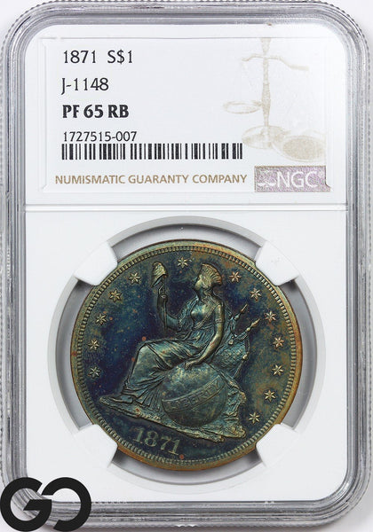 1871-S Silver Dollar PATTERN PROOF *J-1148* NGC PF 65 RB ** Low R-7 * 7-12 Known