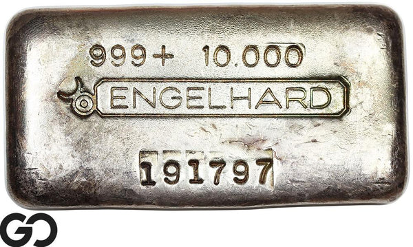Vintage Engelhard 10 oz Ingot .999 Silver, Rare Loaf Bar, 3rd Edition Bullseye