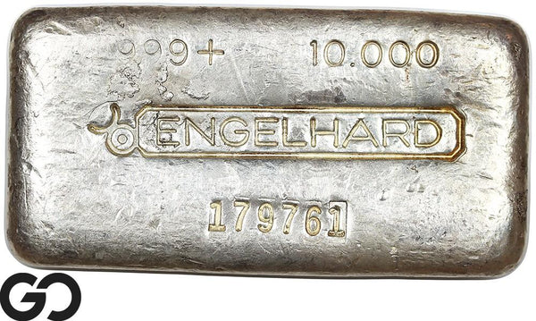 Vintage Engelhard 10 oz Ingot .999 Silver, Rare Loaf Bar, 3rd Edition Bullseye