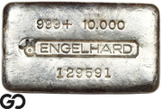Vintage Engelhard 10 oz Ingot .999 Silver, Rare Loaf Bar, 3rd Edition Bullseye