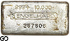 Vintage Engelhard 10 oz Ingot .999 Silver, Rare Loaf Bar, 3rd Edition Bullseye