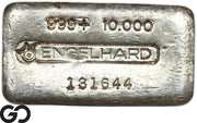 Vintage Engelhard 10 oz Ingot .999 Silver, Rare Loaf Bar, 3rd Edition Bullseye