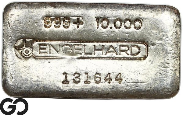 Vintage Engelhard 10 oz Ingot .999 Silver, Rare Loaf Bar, 3rd Edition Bullseye