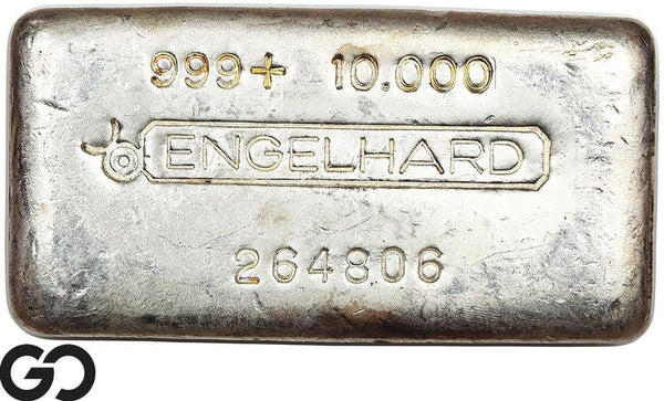 Vintage Engelhard 10 oz Ingot .999 Silver, Rare Loaf Bar, 3rd Edition Bullseye