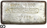 Vintage Engelhard 10 oz Ingot .999 Silver, Rare Loaf Bar, 3rd Edition Bullseye